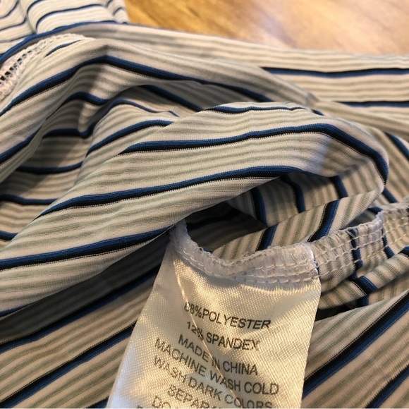 FootJoy Tiburon Naples FL Short Sleeve Golf Shirt Polo Mens Medium Blue Stripe - Picture 10 of 10